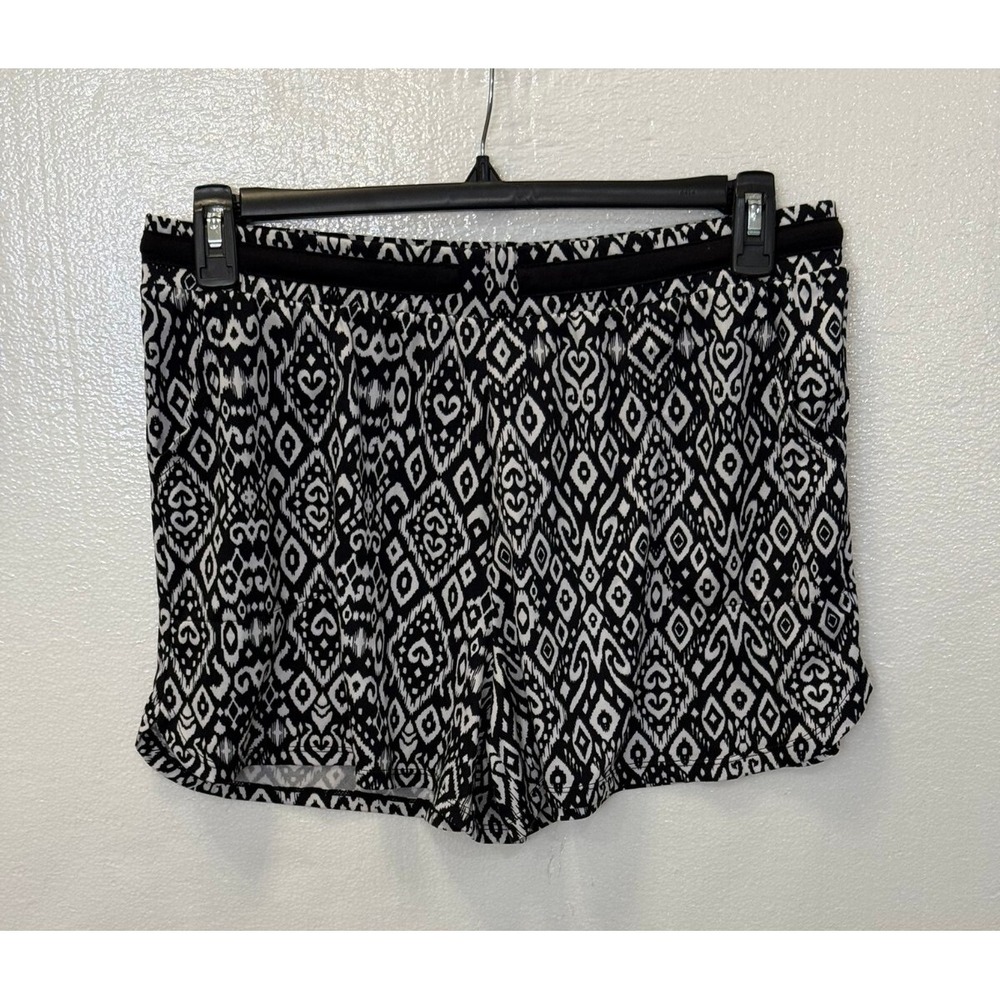 Cuddl Duds Size Large Black & White Elastic Waist Pajama Sleep Shorts
